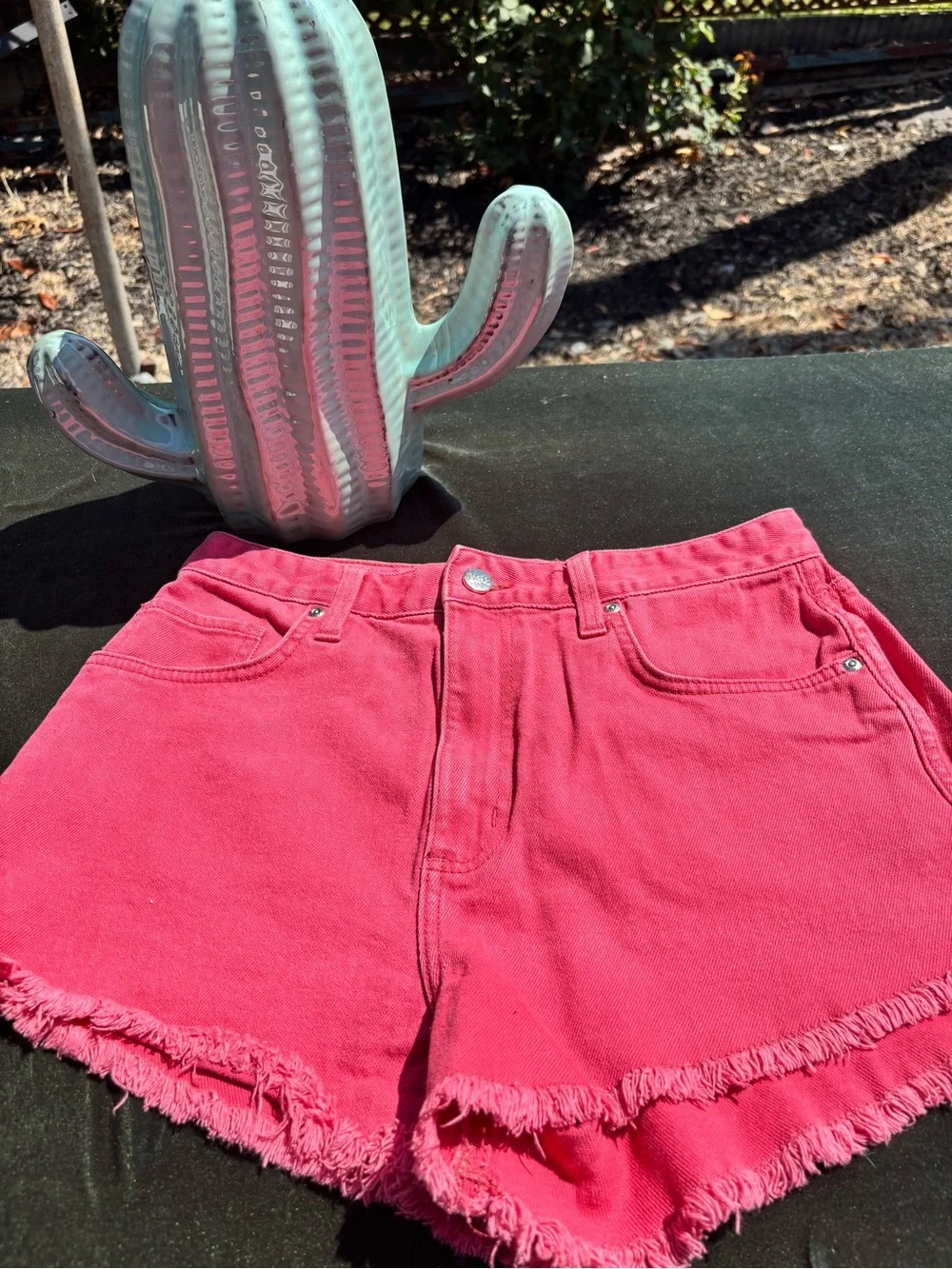 Lee Hot Pink Denim Shorts with Frayed Hem